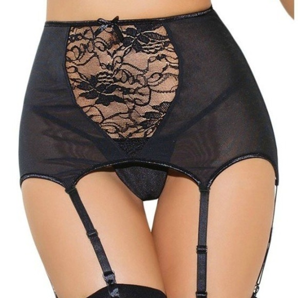 Other - High Waisted Black Lace Garter Lingerie